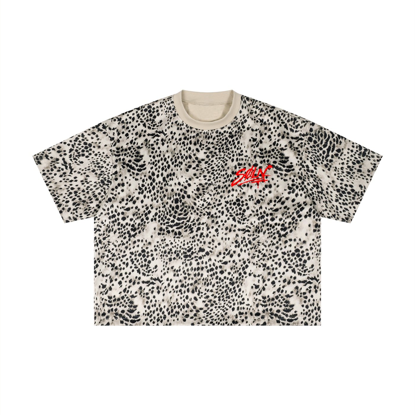 SØLN-Leopard Print Boxy T-Shirt - Image 3