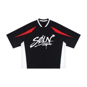 SØLN- Block V-Neck T-Shirt_Black
